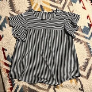 Adrianna Papell Striped Navy and White Women's Top